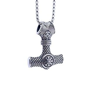 Thor's Hammer Pendant Stainless Steel Necklace Men Nordic Viking Style Everyday Wear 2160117 - Product Image 5