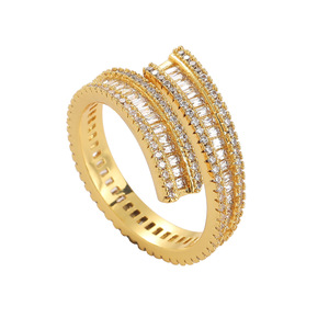 Hip Hop <b>Open</b> <b>Ring</b> Geometric Ladder Zircon <b>Ring</b> Trendy Men Hip Hop - Product Image 1