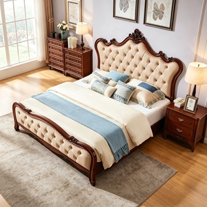 Victorian Queen Size Upholstered Bed Frame with Faux Leather Tufted Headboard and Wooden Frame - Product Image 4