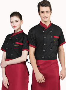 100% Polyester Phục Vụ Nhà Bếp Snap-Fastener Đầu Bếp Áo Khoác Ngắn Tay Áo Sơ Mi Cho Công Việc Trong Nhà Hàng Đồng Phục - Product Image 2