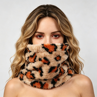 Couvre-chef d'hiver multifonctionnel en polaire pour femme adulte, imprimé léopard guépard, double couche, en fausse fourrure à poils longs et peluche