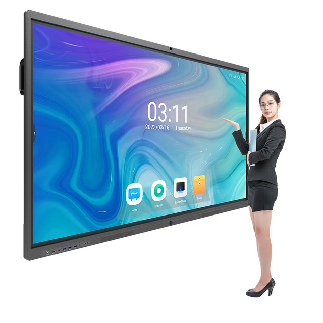 55 65 75 86 100 Inch Ir Touch Screen Electronic Interactive Whiteboard with Dual System Window 10 /Android 11