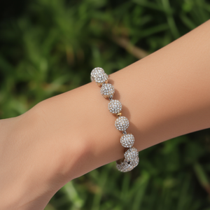 Crystal Chain & Link <b>Bracelet</b> 316L Stainless Steel PVD <b>Gold</b> Plating Sustainable Resistant Round <b>Beads</b> Classic Unisex Design - Product Image 3