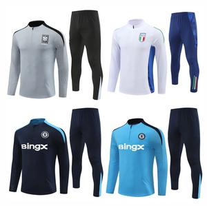 2526メンズ大人長袖ハーフジップポリアミド柄ソリッドジャケットトレーニングユニフォームサッカースーツパリポルトガルチェルシー用 - Product Image 3