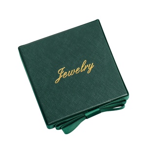 Custom French Vintage Dark Green Rectangle Jewelry Box Elegant Bowknot Design for Earrings Necklace Bracelet <b>Ring</b> <b>Storage</b> - Product Image 5