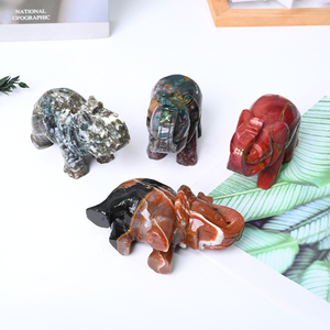 Sculptures d'animaux en cristal de guérison en gros, sculptures d'éléphants en pierres précieuses naturelles sculptées pour souvenirs - Product Image 6