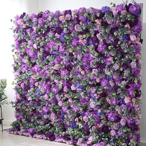 M42 5D Pared de flores de seda enrollable <span class=keywords><strong>Lila</strong></span> Pared de flores moradas Pared de flores artificiales telón de fondo para eventos de boda decoración de fondo - Product Image 1