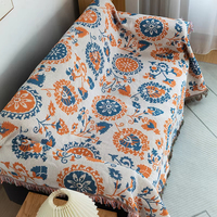Couvertures tissées décoratives de bonne qualité en mélange jacquard personnalisé 55% polyester 45% coton de style américain Couverture de serviette