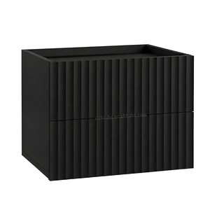 Table de chevet flottante en bois rainuré <span class=keywords><strong>avec</strong></span> 2 tiroirs, à suspendre au mur - Product Image 3
