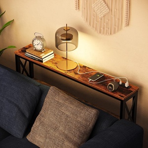 Computer Desk Sofa <strong>Table</strong> <strong>with</strong> Charging Station, 3 Tier <strong>Narrow</strong> <strong>Console</strong> <strong>Table</strong> <strong>with</strong> <strong>Storage</strong> Shelf and Power Outlet - Product Image 4