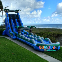 Toboggan aquatique tropical géant pour adultes, château sautant gonflable avec toboggan gonflable et jeu gonflable