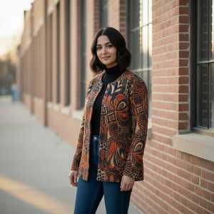 Cotton <b>Kantha</b> Quilted Breathable Zipper Printed Reversible <b>Jacket</b> for Women-Handmade Patchwork Casual Outerwear - Product Image 1
