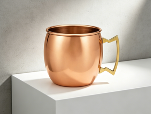 Tazza Mule in Rame Puro da 16oz, a Forma di Barile con Manico in Ottone, Superficie Liscia, Ideale per Cocktail, Birra, <span class=keywords><strong>Acqua</strong></span> - Perfetta come Bomboniera - Product Image 2