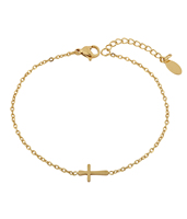 Bracelet minimaliste ZG avec breloque croix en acier inoxydable plaqué or 18 carats, bijoux de mode inaltérables pour femme
