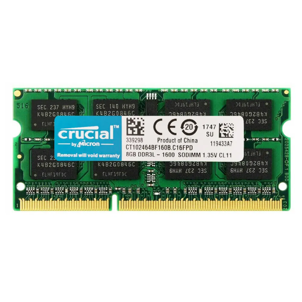 Crucial RAM DDR3 2GB 4GB 8GB PC3-12800S memoria per Notebook 1600MHz PC3 1333S 1600S 1.35V DDR3L 204PIN NON ECC