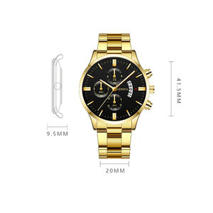 Montre-Bracelet Analogique d'Affaires de Marque Luxe <span class=keywords><strong>Date</strong></span> Calendrier Bracelet en Acier Inoxydable Montre à Quartz pour Hommes - Product Image 2