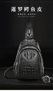 Bolso de Pecho de Piel de Cocodrilo Genuina al por Mayor para Hombre, Diseño Moderno con Cierre de Cremallera, Tamaño 29x20cm - Product Image 5