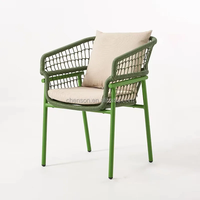 Chaise de jardin moderne pour l'extérieur, chaise en aluminium imperméable en rotin tressé vert pour l'extérieur, patio