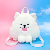 Sac à dos en peluche grande capacité, nouveau sac oreiller Samoyed blanc mignon, sac à dos jouet en peluche en gros