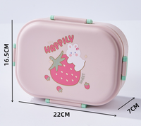 Boîte à lunch Bento en plastique à double compartiment de 900ml pour enfants avec ensemble de couverts Design mignon
