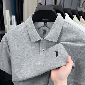 T-shirt <span class=keywords><strong>Polo</strong></span> da <span class=keywords><strong>Uomo</strong></span> a <span class=keywords><strong>Maniche</strong></span> <span class=keywords><strong>Corte</strong></span> per Primavera e Autunno, Nuova Collezione Business, con Colletto, Tinta Unita, Ricamo alla Moda - Product Image 2