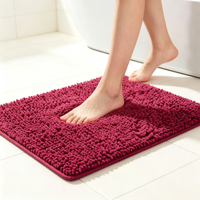 Tapis de bain luxueux en chenille à poils longs, absorbe instantanément l'eau, avec dos antidérapant pour une utilisation sûre dans la salle de bain, lavable en machine