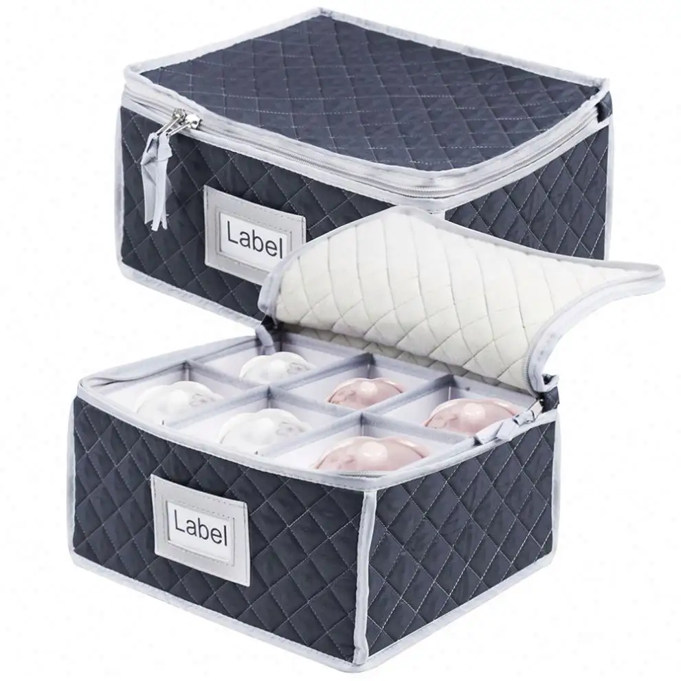 2023 hot selling Felt Protectors Cup Quilted Protection Storage Box Protecting Transporting Dinnerware Storage