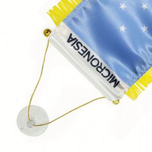 Custom Micronesia Satin Pennant Flag Digital Printed Automotive Mini Flag <b>Banner</b> with Yellow Tassels Made of Polyester Plastic - Product Image 5