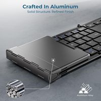 Clavier pliable en métal avec pavé tactile IClever BK08, portable, pliable en trois parties, pour clavier iPad iPhone pour Mac Android