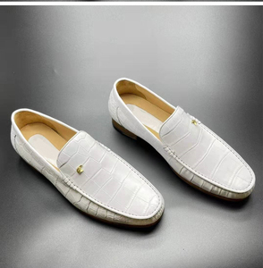 Chaussures habillées de haute qualité, chaussures de mariage blanches, <span class=keywords><strong>mocassins</strong></span> en cuir de crocodile à bout rond, chaussures à enfiler pour hommes, chaussures de bureau pour hommes, chaussures en cuir pour hommes - Product Image 3