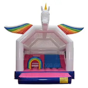 Unicorn tema yard havaya uçurmak sıçrama ev combo şişme oyun parkı şatosu afiş ticari gümrükleme