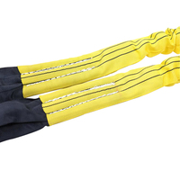 Nuevo tipo 100% poliéster negro ojo a ojo amarillo 3 toneladas redondo Web Lifting Sling