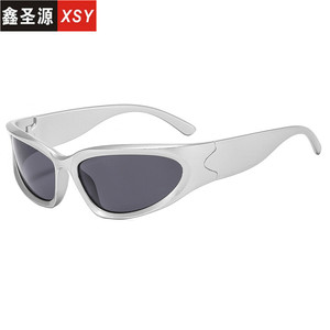 Xsy Steampunk Sunglasses Silver Pc <b>Frame</b> Polarized Uv400 Outdoor Sports Eyewear - Product Image 1