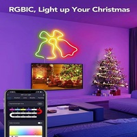 Bande lumineuse LED flexible intelligente RGB WS2812b à commande par application, décoration de jardin de Noël, éclairage extérieur étanche