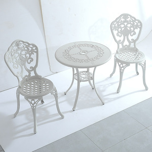 Phong Cách Hiện Đại 3-Mảnh Ngoài Trời Đúc Nhôm Bàn Ăn Ghế Đặt Thoải Mái Cho Ban Công Patio Sân Vườn Sân Trong Khách Sạn - Product Image 4