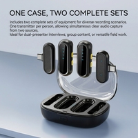 Sistema de Micrófono Lavalier Inalámbrico Dual con Cancelación Inteligente de Ruido y Clip, con Estuche de Carga para iPhone, Android, Cámara y Transmisión en Vivo