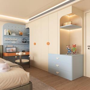 Armoire multifonctionnelle avec bureau relevable, armoire de rangement pour vêtements et bureau d'étude sur mesure pour chambre d'enfant - Product Image 1