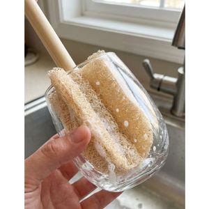 Hot Selling Vietnam Factory 4-Blade Cup and Glass Cleaning <b>Brush</b> Soft Safe Natural Loofah Sponge Non-Scratch Easy To Clean - Product Image 4