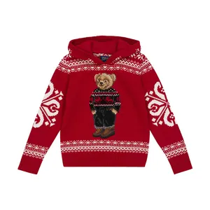Sudadera con estampado de oso para niños y niñas, Jersey de punto con diseño personalizado, regalo de Navidad