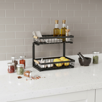 Étagère de rangement moderne multifonctionnelle en acier inoxydable à double niveau, réglable en hauteur, extractible, pour évier de cuisine et boissons