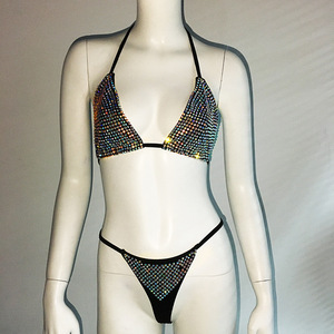 STOCK SANS REMBOURRAGE Ensemble bikini à strass <span class=keywords><strong>Maillot</strong></span> <span class=keywords><strong>de</strong></span> <span class=keywords><strong>bain</strong></span> <span class=keywords><strong>Tanga</strong></span> effronté <span class=keywords><strong>Maillot</strong></span> <span class=keywords><strong>de</strong></span> <span class=keywords><strong>bain</strong></span> à diamants - Product Image 3