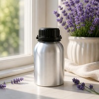 Bouteille d'huile essentielle en aluminium poli de 350 ml avec bouchon noir, de luxe, anti-UV, corps large, vente en gros OEM