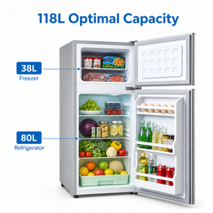 Frigorifero Gome OEM 118L a Doppia Porta a Risparmio Energetico, Congelatore Compatto Indipendente, Mini Frigo per Dormitorio, Hotel, Casa, Silenzioso - Product Image 5