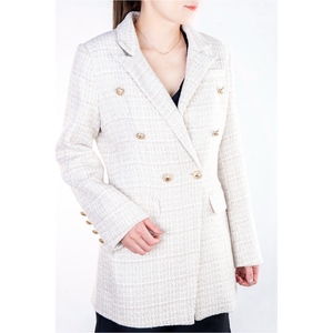 Fall Winter Custom Women Female Coat Formal Double Breasted Slim Fit Beige Office <strong>Ladies</strong> <strong>blazer</strong> - Product Image 1