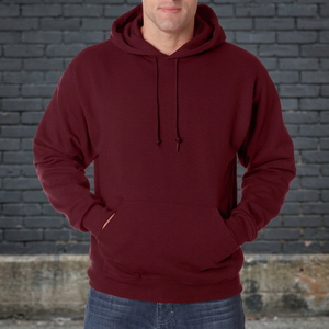 <b>Men's</b> <b>Maroon</b> Hooded Pullover Sweatshirt Solid Color Fleece Cotton <b>Hoodie</b> Regular Sleeve Autumn Wear - Product Image 2