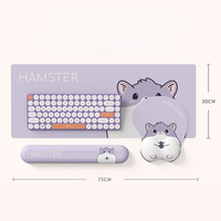 Set bantalan Mouse busa memori tempat pergelangan tangan Keyboard pelindung pergelangan tangan Hamster kartun