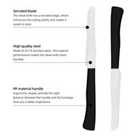 Ensemble de 6 couteaux à steak dentelés ergonomiques avec manche antidérapant, lame en acier inoxydable, manche en PP, boîte de couleur pour la cuisine à domicile