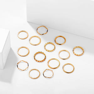 Set di 14 <span class=keywords><strong>Anelli</strong></span> Vintage Bohémien a Forma di Cuore Placcati Argento e Oro per Donne - Product Image 5