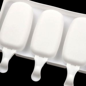 Molde de silicona ecológico de 3 agujeros, modelo ovalado de dibujos animados, sin estampado, sin BPA, para hacer helados, manualidades DIY, OEM/ODM - Product Image 2