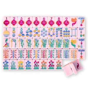 Mi Mahjong Favorito de la SERIE LUMERA |   Mahjong que Irradia Alegría |   Juego de Fichas de Mahjong Americanas de Melamina Rosa Claro, 160 Fichas Acrílicas - Product Image 1